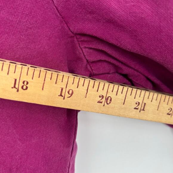 Anthropologie Cloth & Stone smocked Magenta Pink Long Sleeve Button Tencel Top - Picture 12 of 13